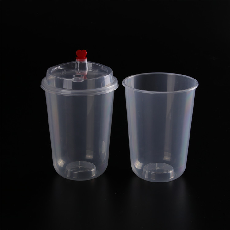 U shape Transparent Disposable PET PP cup with lid For hot coffee milk